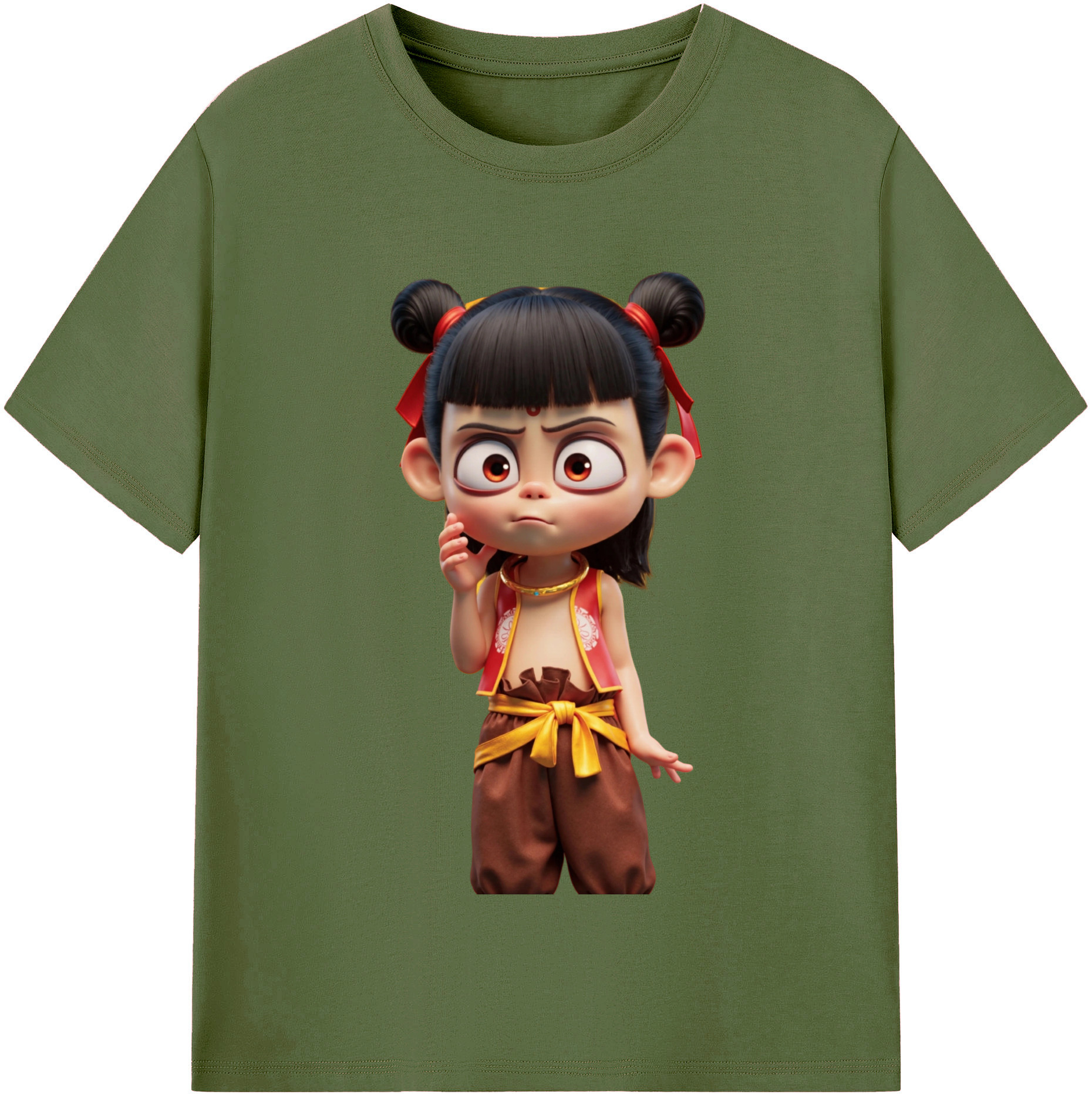 （画像用） Ne Zha 2 ナタ 魔童の大暴れ 綿100％半袖Tシャツ（フロントプリント）